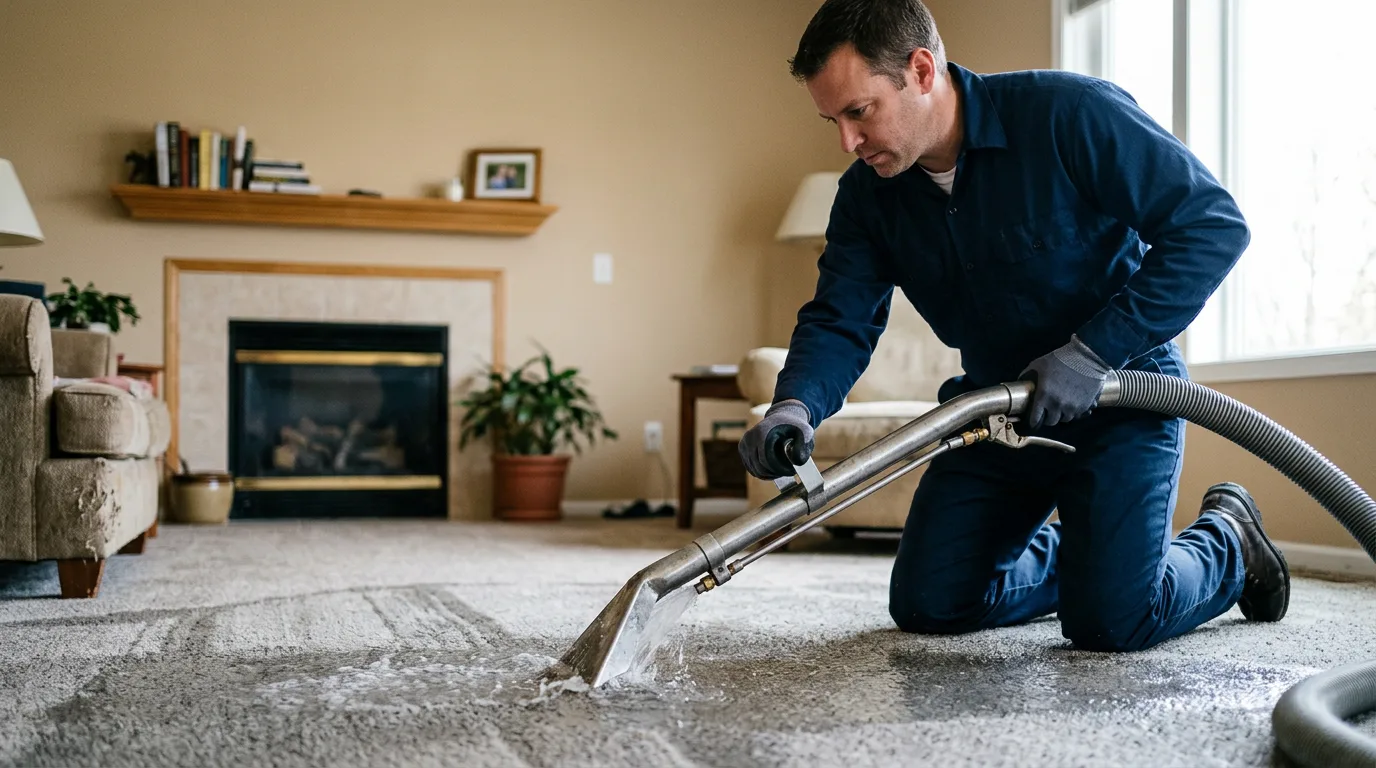 Water damage restoration technician working near Harwood, MD